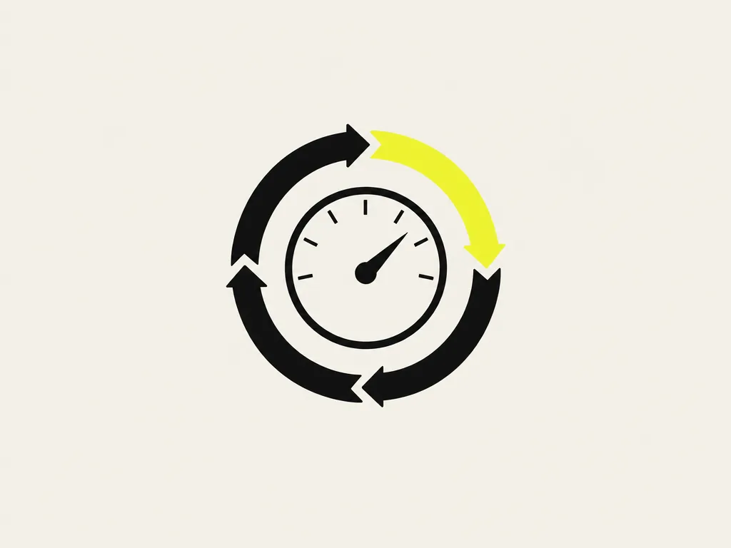A circular arrow looping around a gauge, one segment yellow: the set re-run after every model, prompt or vendor change.