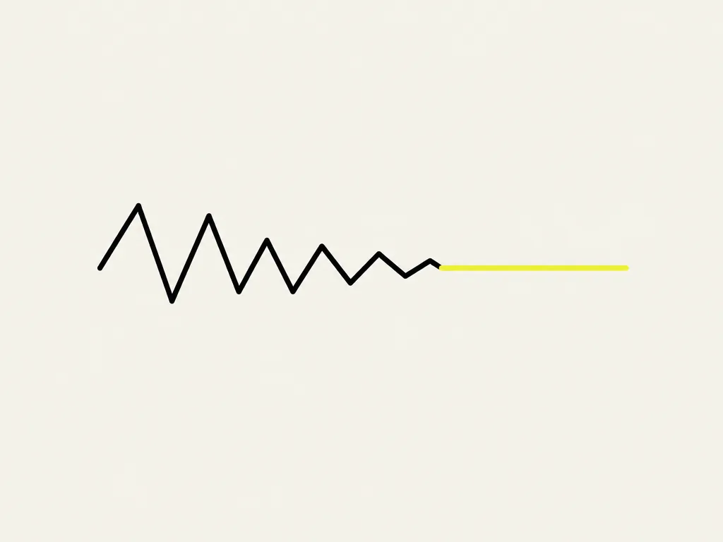 A jagged line settling into a flat yellow line: the critical maintenance debt paid down before steady-state work begins.