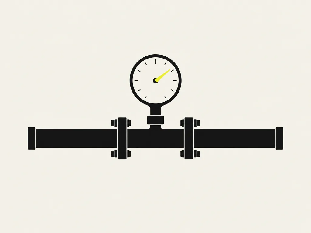 A round meter mounted on a pipeline with its needle in yellow: the cost of every model call measured and attributed over one to two weeks.