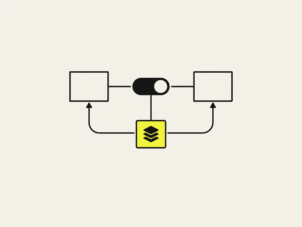 A toggle switch between two boxes with a third, yellow box beneath it: caching and routing put in, with quality checked on the test set before the saving counts.