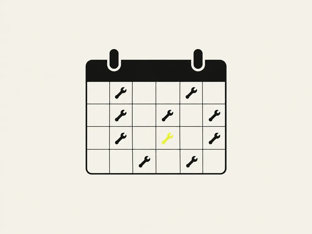A calendar with the same small mark on several days, one of them yellow: the regression suite re-run after each model or prompt change.