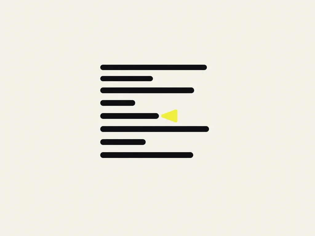 Rows of code with one line broken by a yellow wedge pushing in from the side: an injection point found in AI-generated code.
