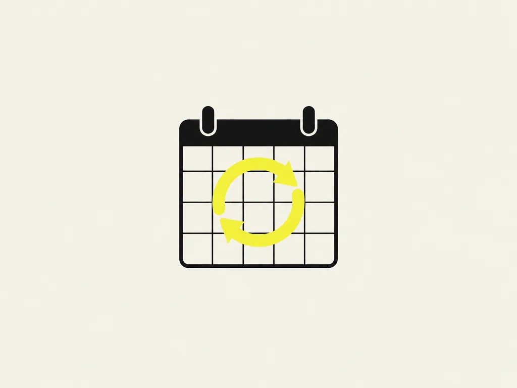 A calendar with a yellow circular arrow over it: each audience shown its dashboard, then the event list reviewed every quarter.